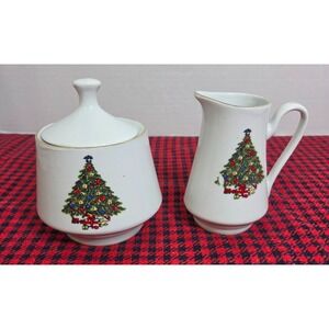 CHRISTMAS BY Sea Gull PORCELAIN SUGAR AND CREAMER SET CHRISTMAS TREE